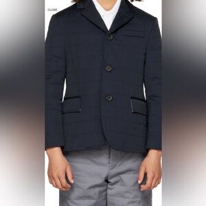 THOM BROWNE Kids Navy sport down Blazer